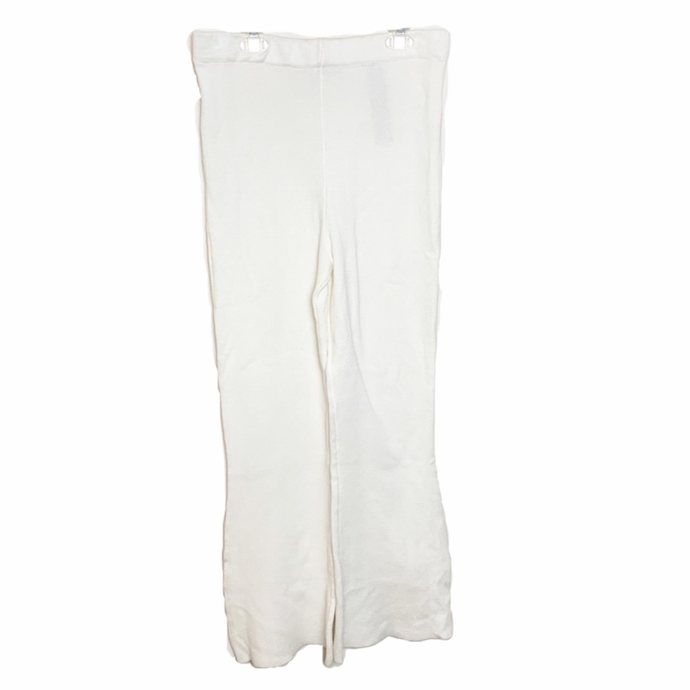 Zara Knit Pull-On Flare Pants Off-White Medium